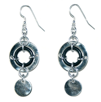 O-Ring Earrings with hanging disc